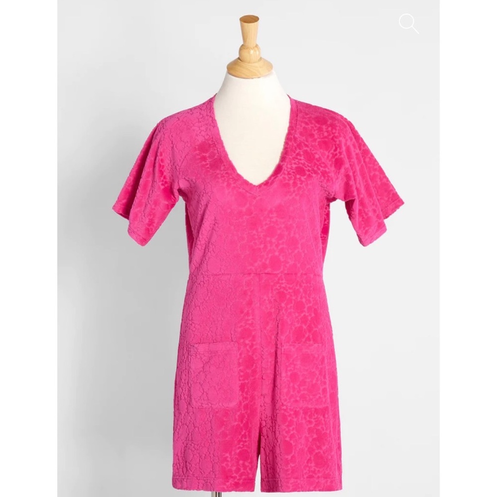 Modcloth Beach Chaser Velour Romper Sweet Berry